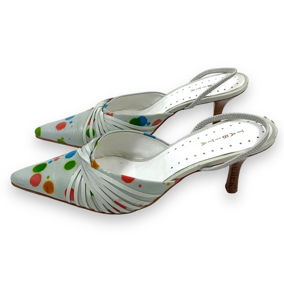 ❌SOLD❌ 1990's leather pointed toe funky slingback heels by TABITA - Picture 9 of 13